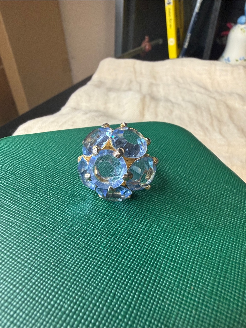 Vintage MCM Sputnik Cluster Blue Bubble Ring Adjustable